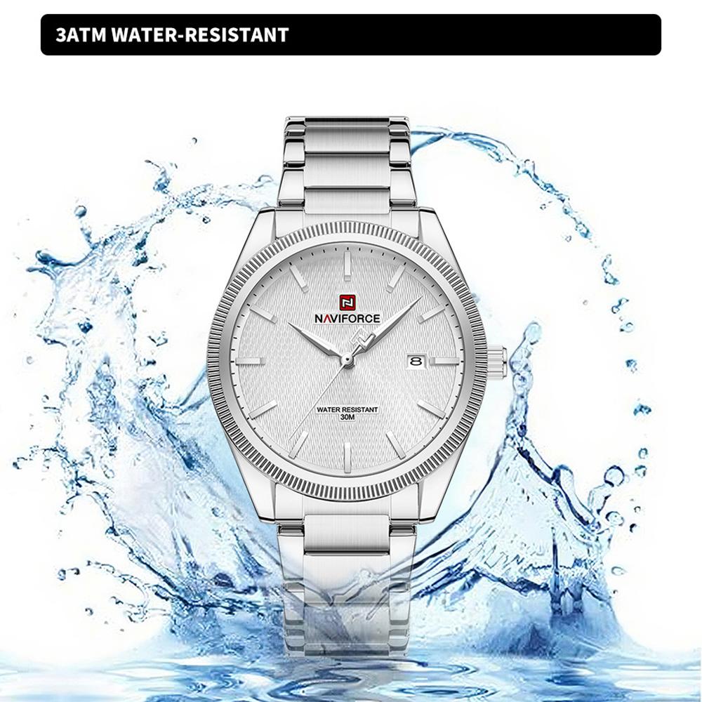 Naviforce Original Simple Men Watch Calendar Quartz Movement Luminous Pointer Waterproof 3ATM Stainless Steel Strap Men Watch NF9276S