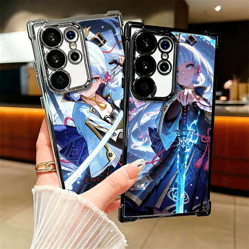 Genshin Impact Kamisato Ayaka Plating Phone Case For Samsung Galaxy S24 S25 FE S26 Edge S23 Ultra S22 S21 Plus S20 Anti-Fall Air