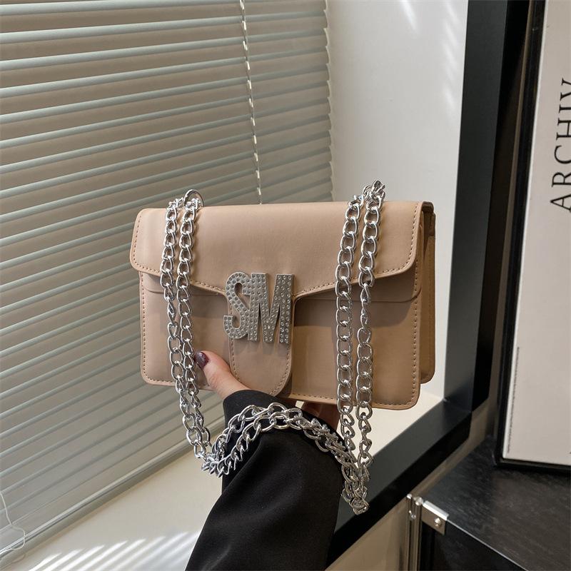 

Fashion bag women s new temperament texture chain bag crossbody bag shoulder diamond lock small square bag хаки