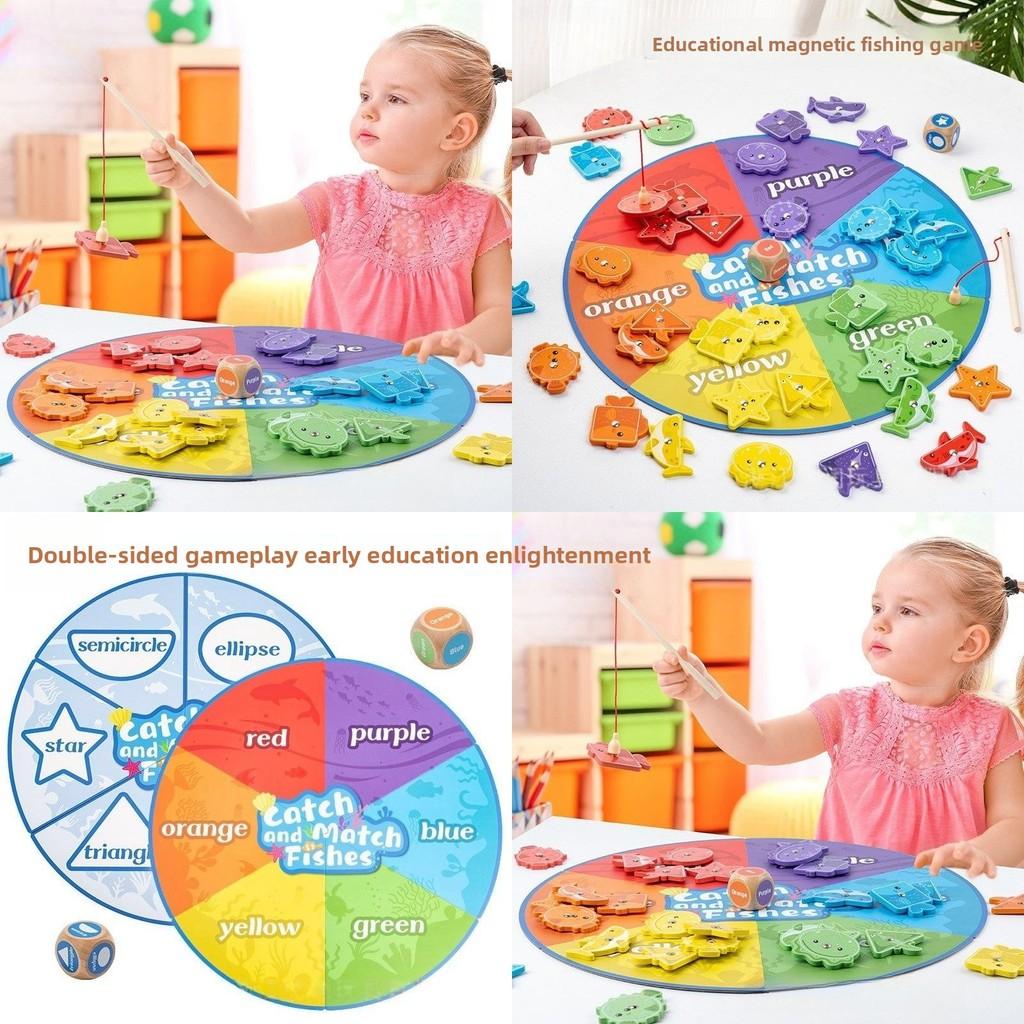 Fishing Wooden Magnetic Puzzle Toy With Color Matching For Kids Play Educational