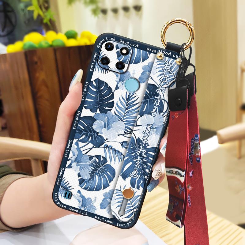 Waterproof Durable Phone Case For OPPO Realme C21Y/C25Y Elderly lady Soft case Anti-dust Ring Shockproof Wristband