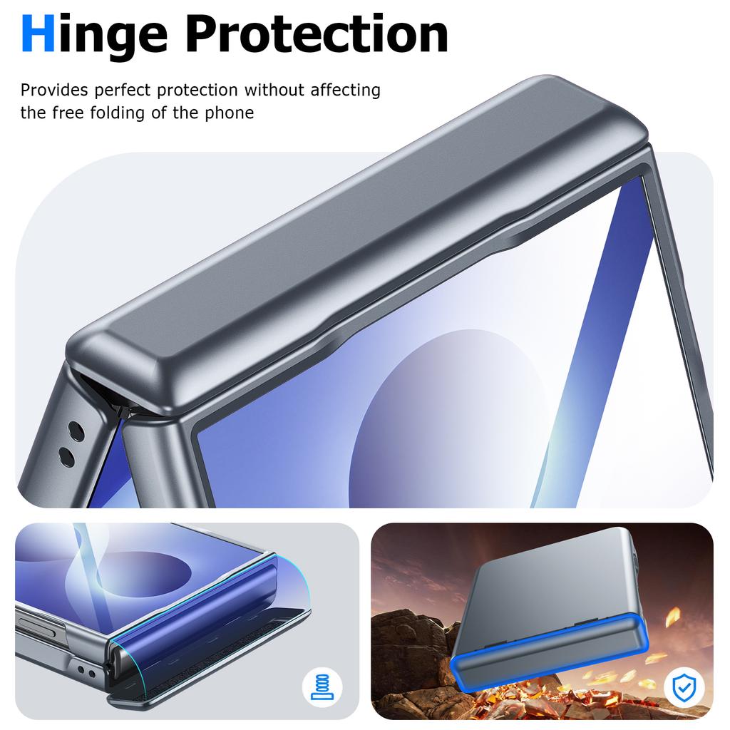 Samsung Galaxy Z Flip 8 Slim Case with Hinge Protection Shock Absorbing Protective Cover-Grey