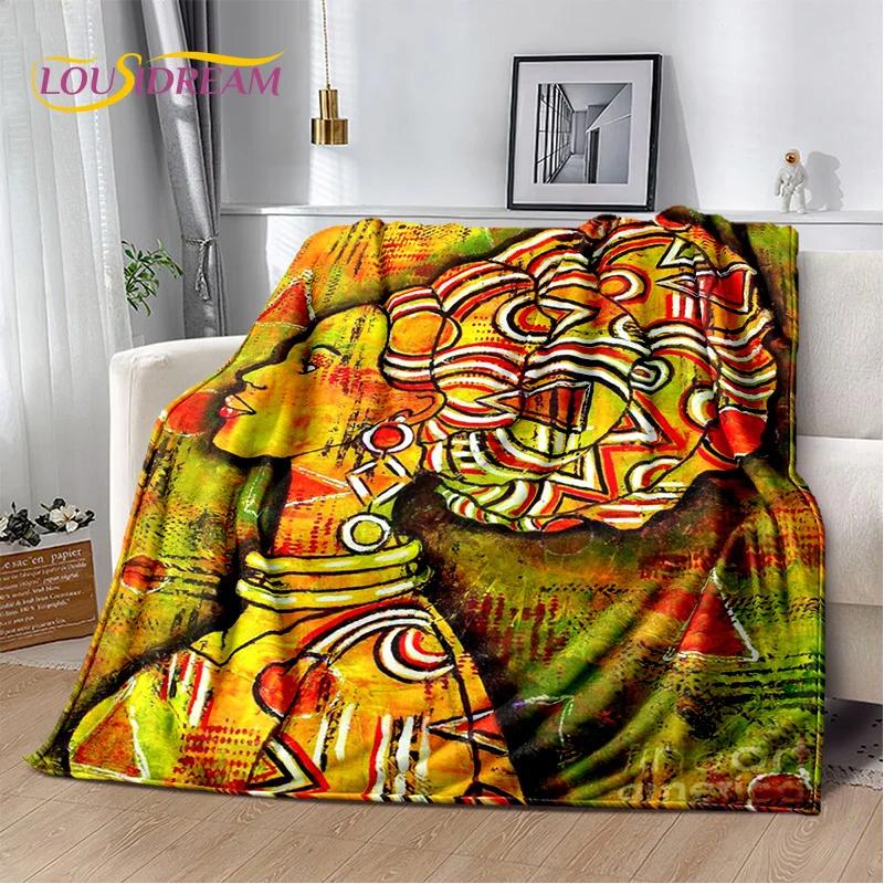 HD Africa Ethiopian Painting Art Cartoon Blanket,Soft Throw Blanket for Home Bedroom Bed Sofa Picnic Travel Office Cover Blanket