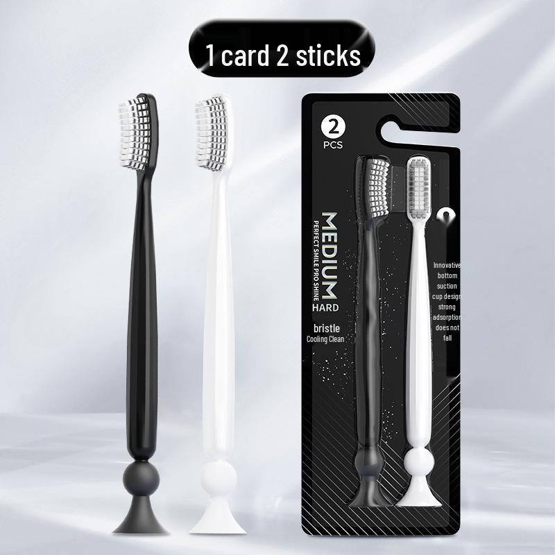Benou Curved Adult Toothbrush Set - Cute Strawberry/Bear Design, Soft Bristles, Gum Protection, Two-Piece.