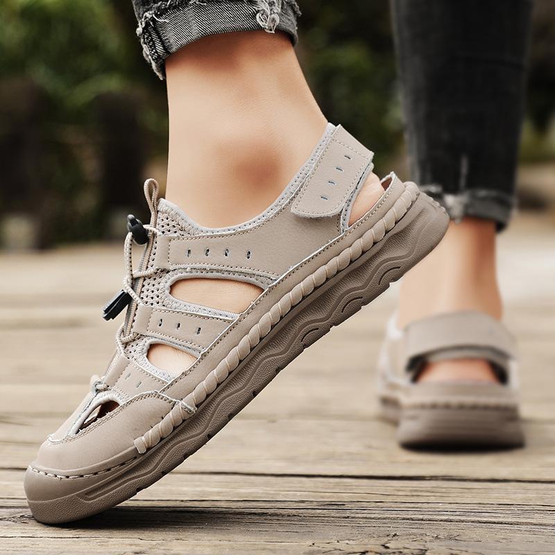 Men's sandals sports beach 2025 bag head foot net cloth hole shoes summer casual shoes