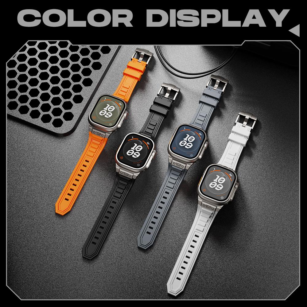 Classic Silicone Sports Strap for Apple Watch Ultra 2/1 49mm Series 9 8 7 45mm 44mm Rubber Band for IWatch 6 5 4 3 Se 44mm 42mm Bracelet