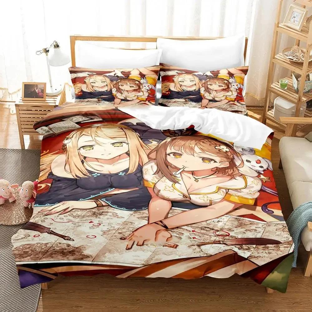 Anime Atelier Ryza Bedding Set Duvet Cover Bed Set Quilt Cover Pillowcase Comforter King Queen Size Boys Adult Bedding Set