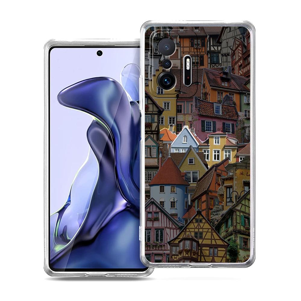 

Transparent Phone Case for Xiaomi Mi 14 13 12 11 Ultra 13T 12T 11T Poco X3 NFC F3 F6 Pro Lite 5G Soft TPU Colorful Town Pattern for Poco F6 Pro