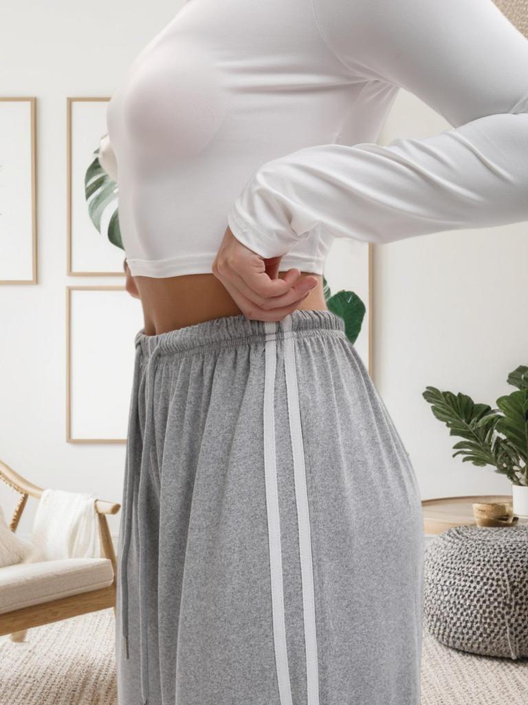 Pantaloni da Yoga Larghi da Donna Stile Europeo-Americano con Coulisse e Fascia Laterale