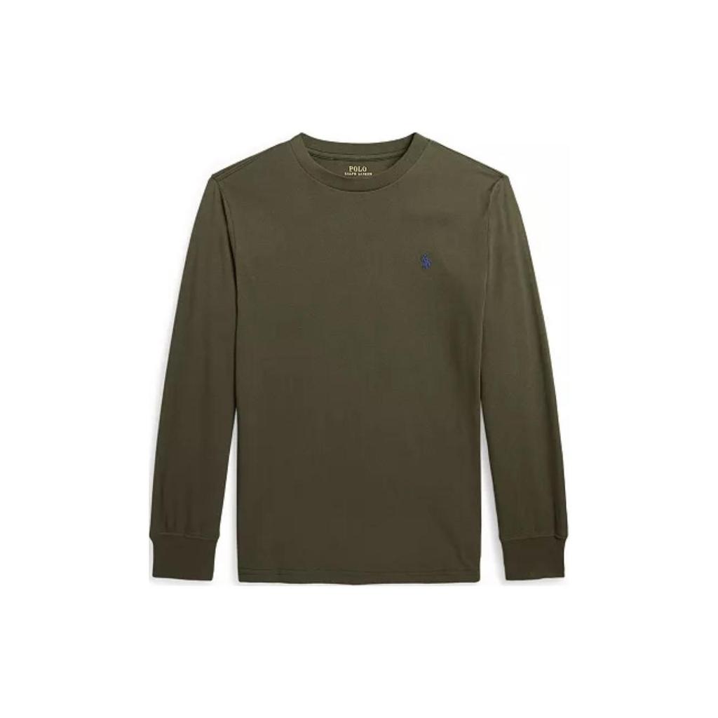 Polo Ralph Lauren Solid Color Crew Neck Pullover Casual Long Sleeve Kids Sweaters Army-Green 323854677-062