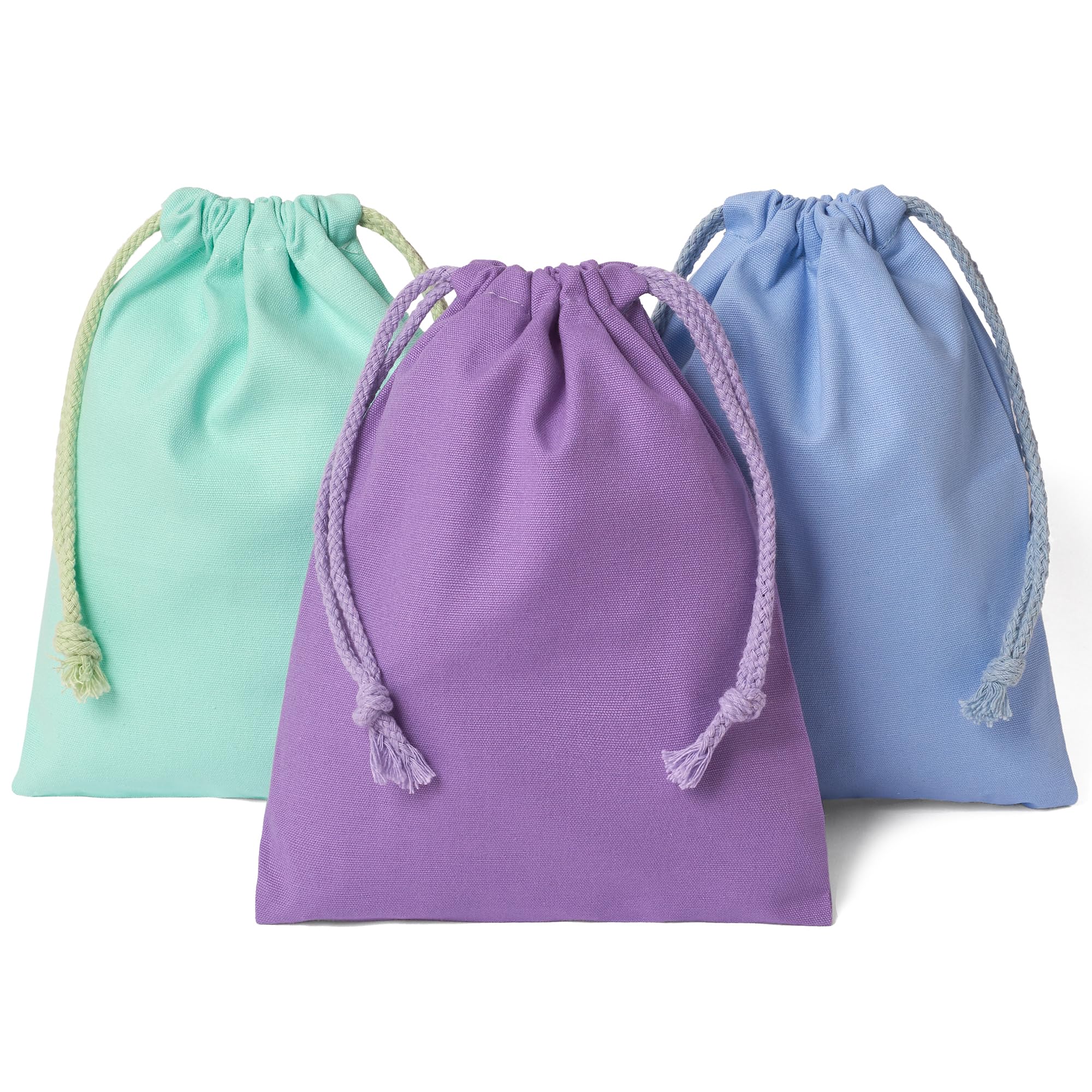 

Perfect for Women and Plain Cotton Drawstring Small and Assorted Pastel Colors for Organizing Size x Set of Children Bags, Stylish, (Medium [18cm