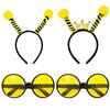 1set Novelty Cartoon Bee Shape Hair Hoop Cosplay Bee Shape Sunglasses Party Headwear for Teenagers Adult