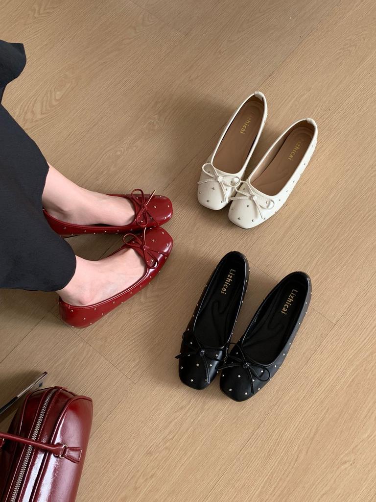 Women's Round Toe Flat Bowknot French Style Pumps - Fashionable Footwear