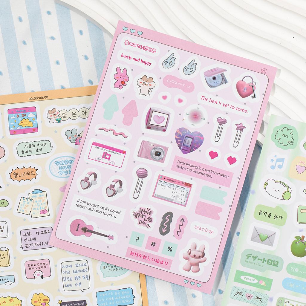 20sheets Kawaii Ins Word Pixel Small Pattern Die Cutting Stickers Book DIY Diary Phone Case Creative Scrapbook Aesthetic Sticker