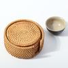 6 Teile/satz Untersetzer Set Runde Geschirr Tischset Schüssel Matte Rattan Weben Pad
