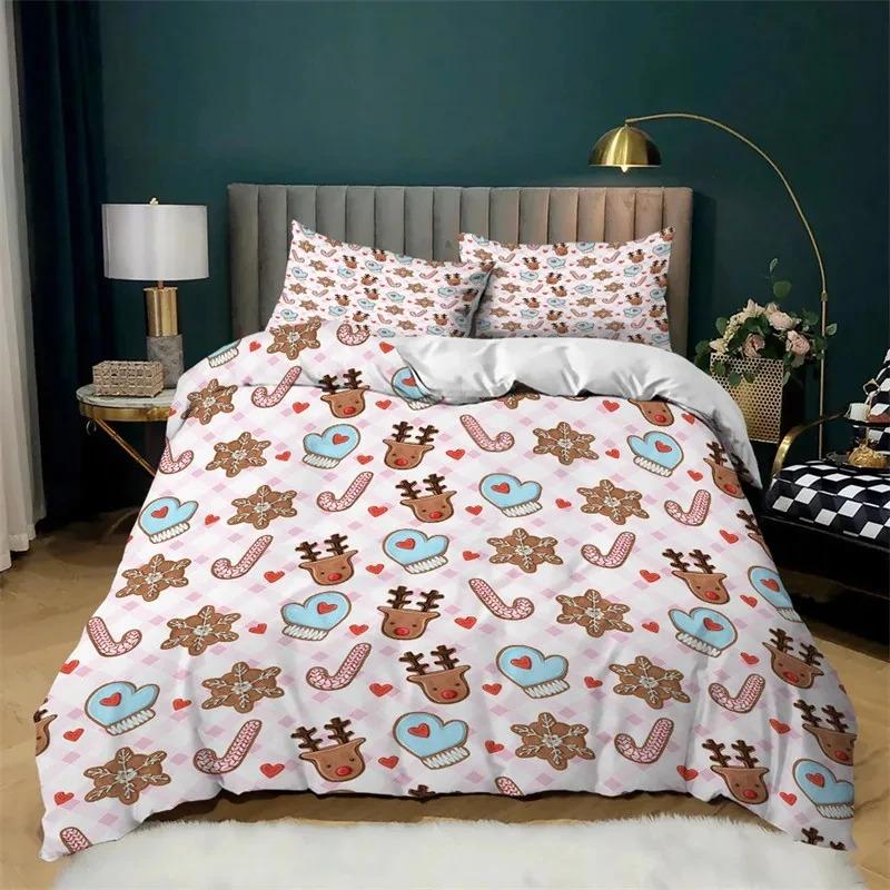 

Red Christmas Santa Claus Snowman Comfortable Duvet Quilt Cover Pillowcase Bedding Set Children Bedroom Decoration Home Textile 70x133cm 2pcs