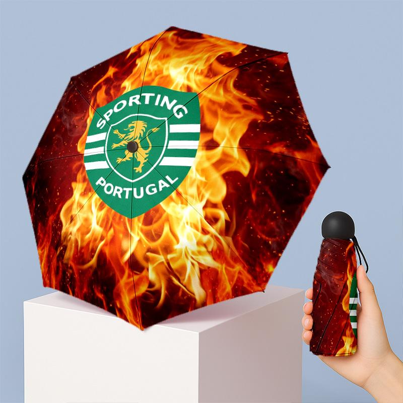 Sporting CP FC Mini 5-fach Taschenschirm Kompakt Leicht Anti-UV Regen Sonnenschutz Schirm Tragbar Reise Regenschirm