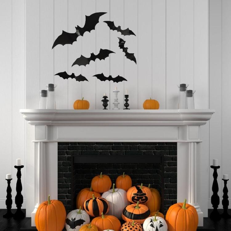 48Pcs 3D Bats Wall Stickers Halloween Decorations, 3D Bat Stickers for Window Wall Decorations, Halloween Party Supplies