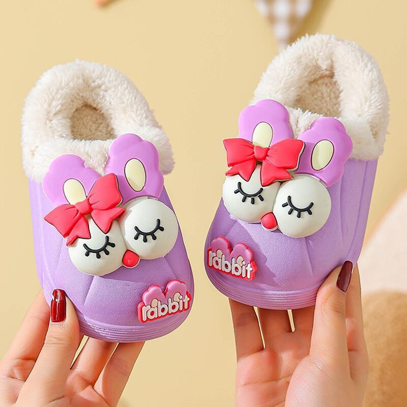 Historically Low Price New Children's Cotton Slippers Boys Indoor Waterproof Non-Slip Fleece-Lined Warm Furry Slippers Winter