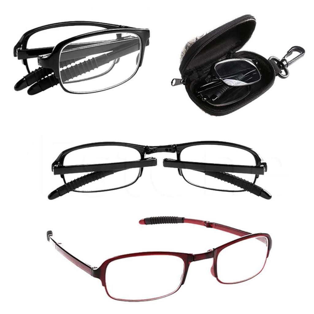 Foldable Unisex Reading Glasses +1 +1.5 +2 +2.5 +3 +3.5 +4.0 with Storage Case