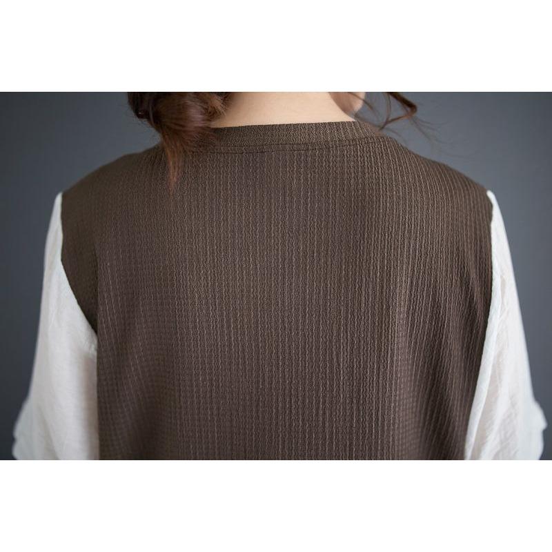 Summer Women's Color Block Layered Top Loose Crew Neck Short Sleeve Casual Blouse