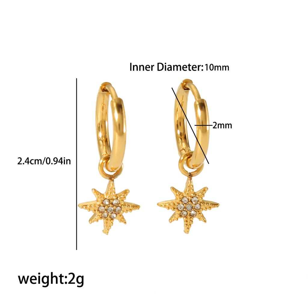 18k Gold Plated Chain Earring Dainty Star Moon Strip Drop Dangle Stainless Steel Long Threader Earring For Women