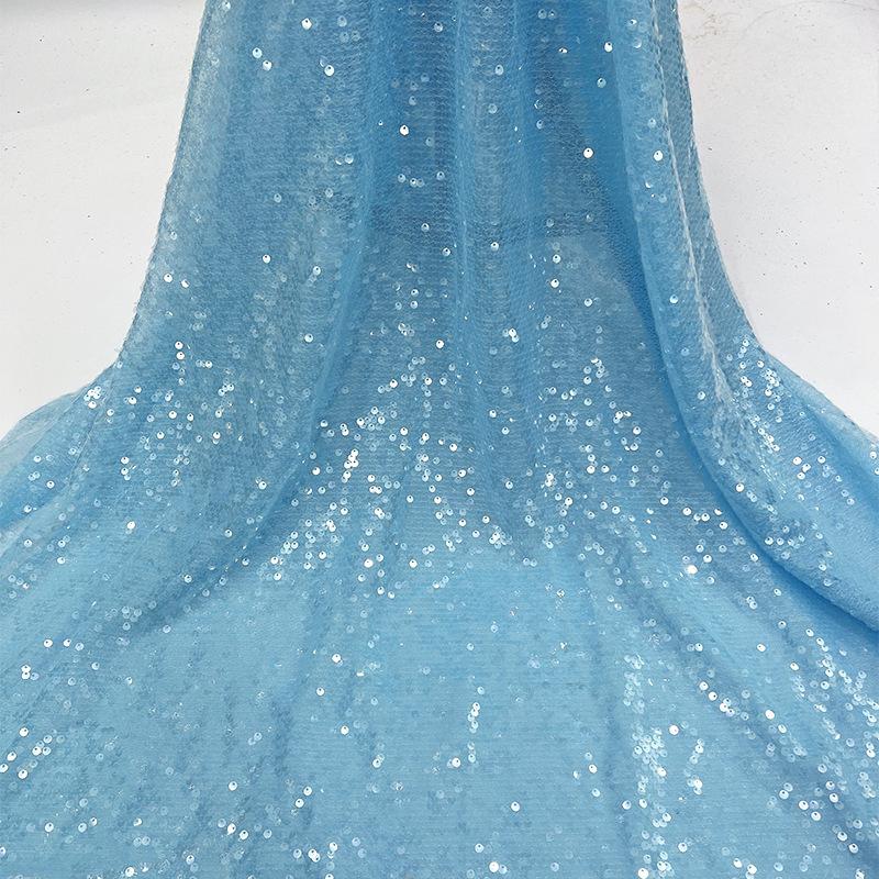 Tessuto di Pizzo Ricamato Full Paillettes Lucide Multicolore Materiale da Cucito Fai da Te per Abito da Sposa Tessuto Decorativo per Abbigliamento