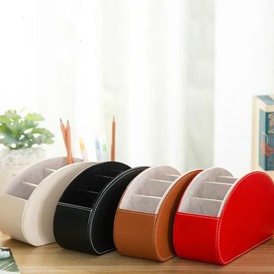 Venda quente Novo em 5 grades PU couro organizador controle remoto telefone e suporte de TV mesa caixa de armazenamento cosméticos escova