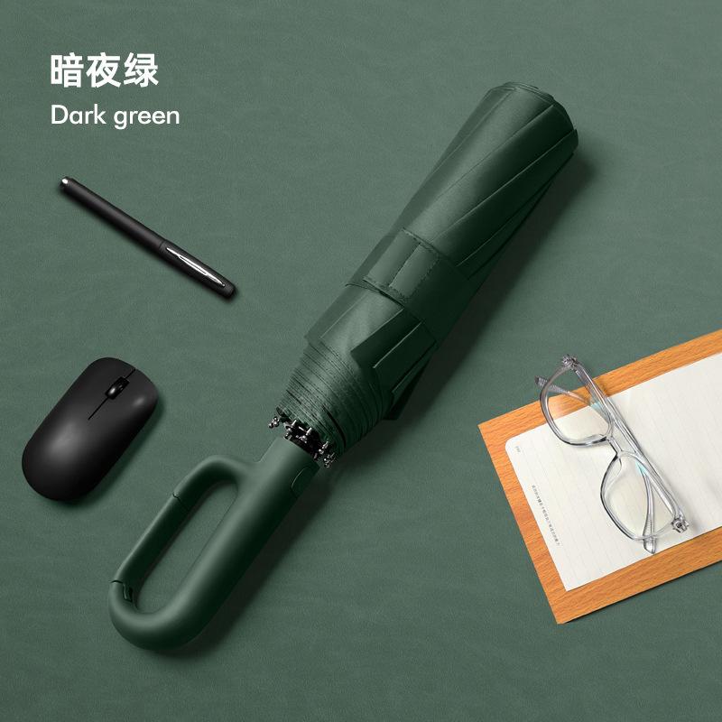 New 10-bone Vinyl Sunscreen Automatic Double Keel Ring Buckle Handle Three-fold Umbrella Fixed Umbrella