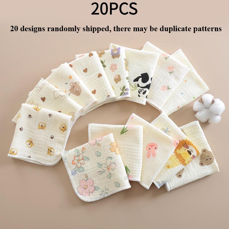 5/10/20pcs All Cotton Gauze Small Towels,Four-Layer Hemmed Pure Cotton Design,Face Towel,Drool Towel, For Shower,Travel -Easter,