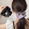 Elegant Satin Rhinestone Scrunchie for Women - Luxurious Hair Tie for Ponytails and Buns