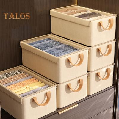 Cesto portaoggetti per vestiti con manico rinforzato, contenitore portaoggetti impilabile di grande capacità con coperchio, organizer per vestiti