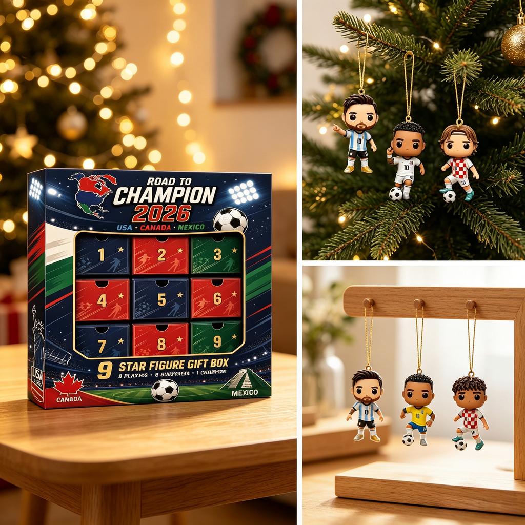 Ημερολόγιο Advent Ποδοσφαίρου Χριστουγεννιάτικα Στολίδια Αστέρια Ποδοσφαίρου Κουτί Έκπληξης, Χριστουγεννιάτικο Δώρο Countdown για Φίλους