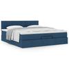 Ottoman Bed with Mattress Blue 160x200 Cm Fabric