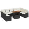 Garden Dining Set with Cushions 10 Pcs Black and Cream