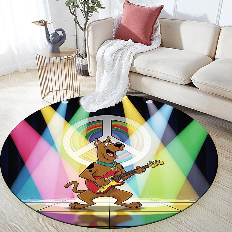 Scooby Round Area Rug,Carpet Rug for Living Room Bedroom Sofa Playroom Decor,Non-slip Floor Mat
