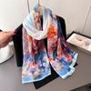 Symphony magnolia print cut flower spring and summer silk scarf large long scarf high-end travel shawl sun protection women's scarf headscarf