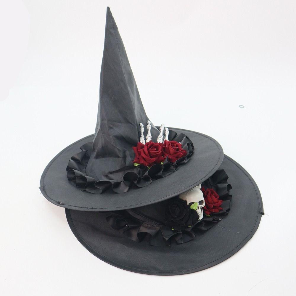 Skeleton Hand Halloween Witch Hats Flower Witch Hat Casual Style Skull Wizard Cap  Night club