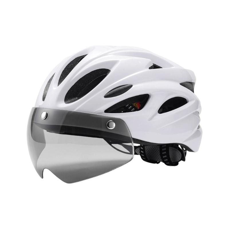 Cycling Helmets Comfortable Lining Bicycles Helmets with LED Light & Goggles Bike Helmets Safety Cap for Women and Men