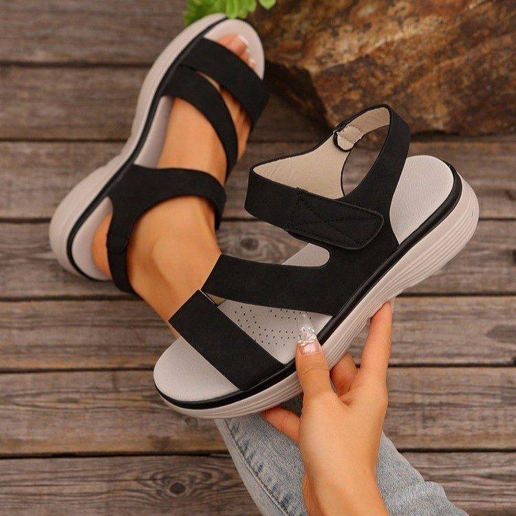 2025 new women's sandals lightweight soft sole non-slip thick sole large size Velcro outer sandals women's shoes wish