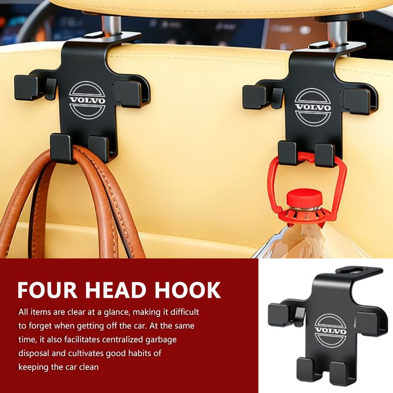 For Volvo Car Multifunctional Seat Back Four Head Storage Hook Accessories V50 S60 XC60 S40 XC40 XC90 V60 S80 S90 V70 XC70