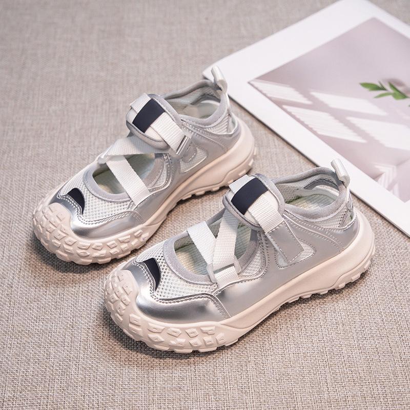 Girls Sports Sandals 2025 New Children's Shoes Summer Baby Bag Head Summer Shoes Girls Net Shoes Breathable Soft Sole