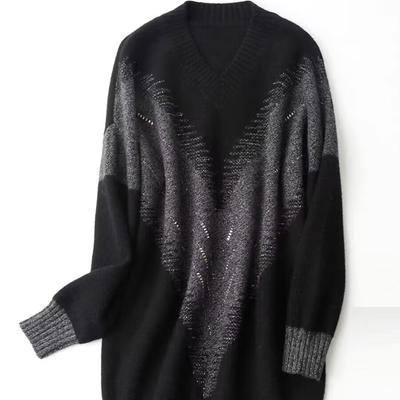 Stylishable V-neck Ironing Sweater for Women Relaxed Fit Knitted Sweater Autumn and Winter Latest Large Size Outer Base Blouse