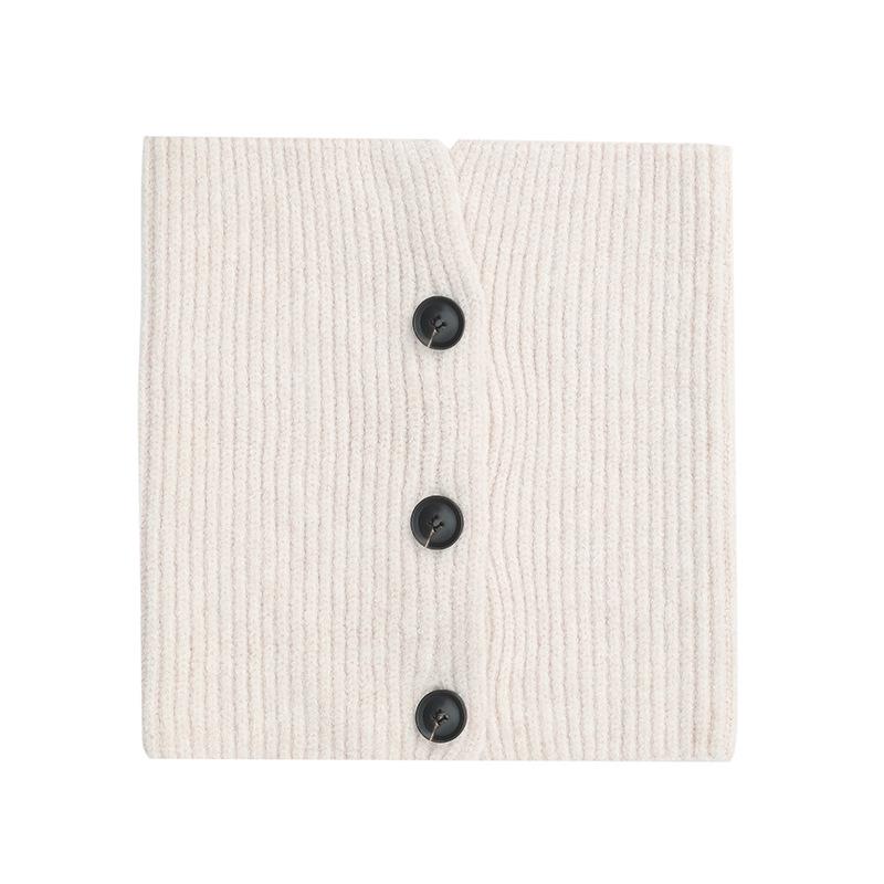 2025 European & American High-End Wool Knitted Flower Button Neck Warmer for Autumn/Winter