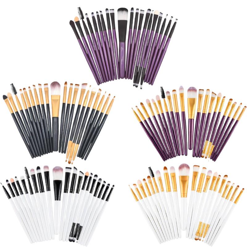 Makeup Brush Set 20pcs Synthetic Fiber Long Handle With Transparent Pouch For Daily Beauty Routine
