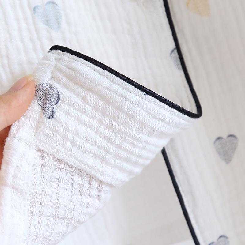 New Summer Women's Pajama Set 100% Cotton Crepe Short Sleeves+Shorts+Pants Three Piece Casual Ladies Homewear Sleepwear