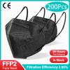 10-200pcs ffp2mask Black kn95 mascarillas negra Adults 5Layers fpp2 approved kn95 CE Respirator Face Mask ffp2 reutilizable ffp3