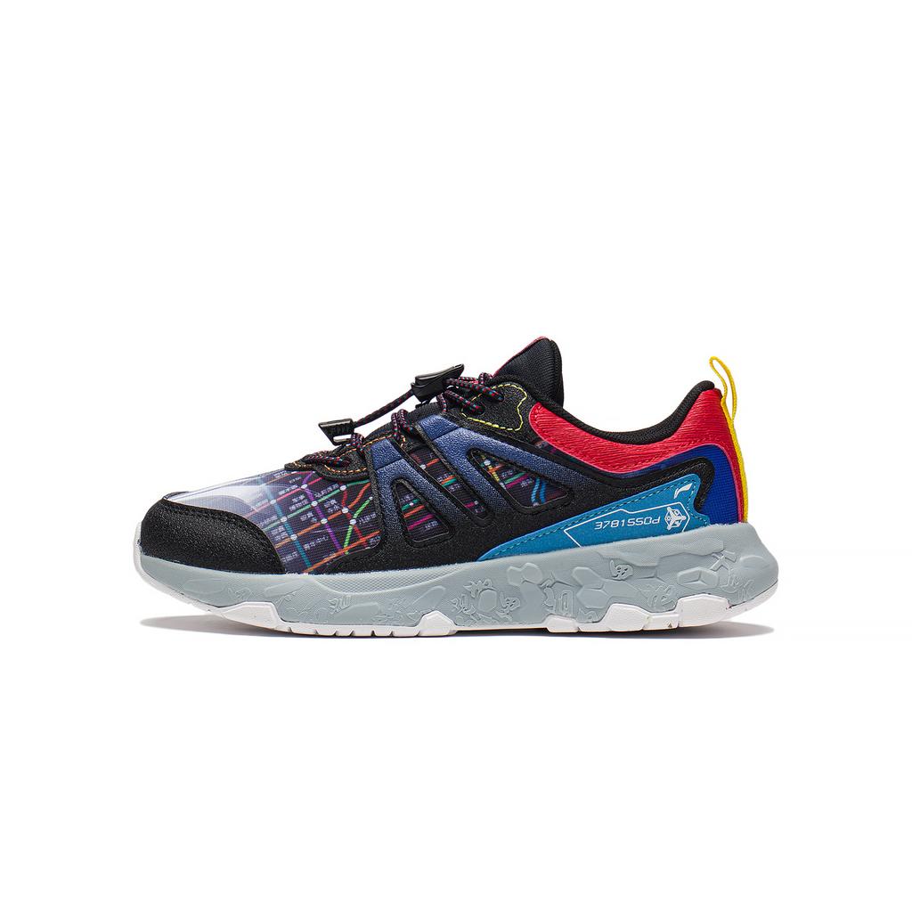Li Ning Comfortable Mesh Non-Slip Shock Absorbing Wear-Resistant Low-Top Running Shoes Kids sneakers Black Blue YKFS070-3