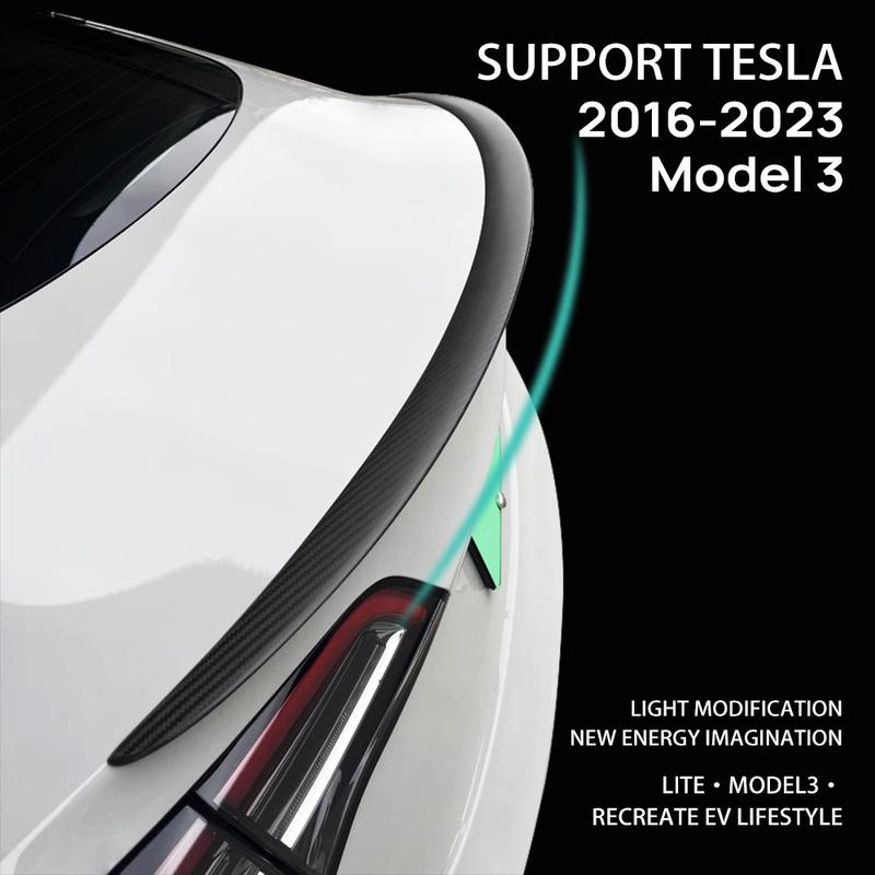 Car Rear Trunk Lip Spoiler Wing Real Dry Carbon Fiber Decoration For Tesla Model 3 Model3 2017- Exterior Tuning Accessories