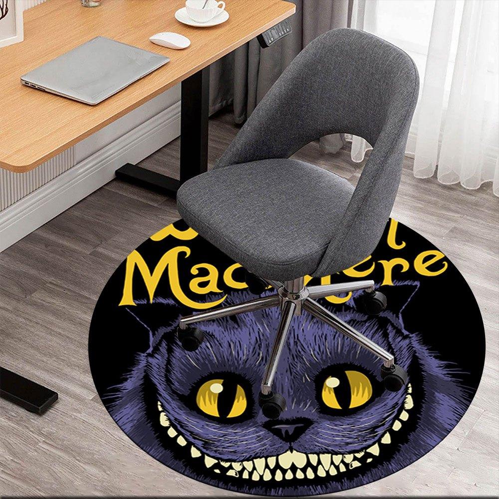 

We re All Mad Here Cheshire Cat StickerRound Non-Slip chair mat chair carpet for office Rugs for Office Decor Gift For Valentine s Day Mother s Day Ha 80cm by 80cm